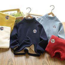 儿童半高领打底衫2025冬季新款青岛童装工厂双面s中大童加厚卫衣