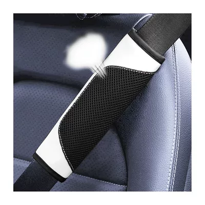 Ice Silk Car Seat Belt: Seat belt shoulder pad - white-2175