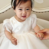 Children's summer dress, white small princess costume girl's, round collar