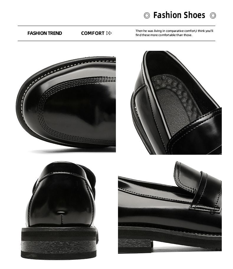 Mocassini casual da uomo ShoeVault in pelle con suola spessa, stile britannico alla moda, slip-on con rialzo, adatti per il lavoro e l'ufficio_voghion.com