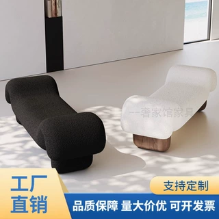 中古复古简约实木创意布艺沙发凳换鞋凳卧室床尾凳衣帽间艺术长凳