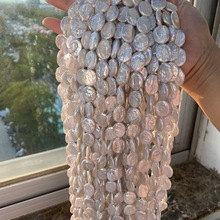 巴洛克椭圆纽扣珍珠散珠天然淡水DIY项链半成品饰品配件白珍珠