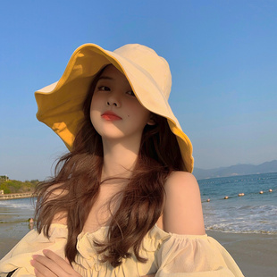 Hat Women's Summer Sun Hat Sunscreen Fisherman Hat All-match Anti-ultraviolet Big Hat Brim Face Covering Japanese Sun Hat Fashion