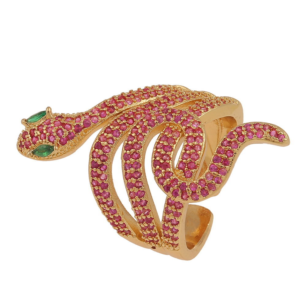 vintage cobra shaped copper inlaid zircon ring wholesale nihaojewelry