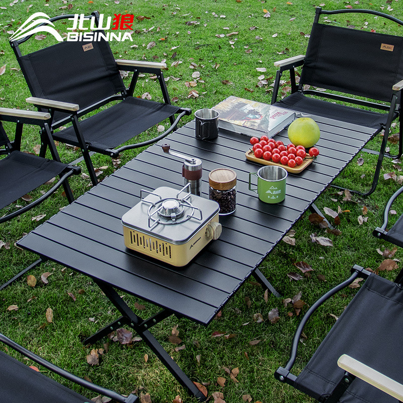 Outdoor Camping Egg Roll Table Carbon Steel Folding Table Portable Outdoor Courtyard Garden Outdoor Field Dining Table and Chair Balcony Supplies