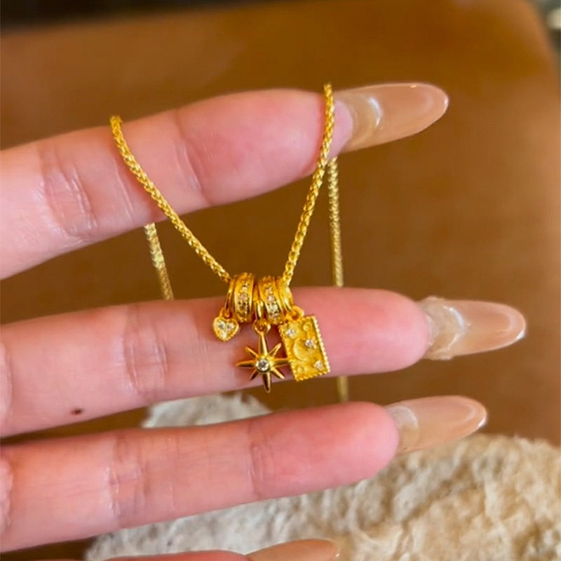xiaohongshu popular star moon myth necklace for women sunflower dotted little star diy moonlight brand heart-shaped pendant