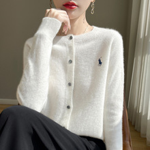 2025春季新款女士针织衫圆领开衫毛衣女安迪绒毛衫外套外贸批发