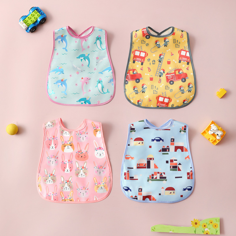 Cross-Border New Product Children's Waterproof and Leak-Proof Bibs, Rice Pockets, Knitted Cloth Baby Bibs, Baby Saliva Towels, Wholesale No-Wash