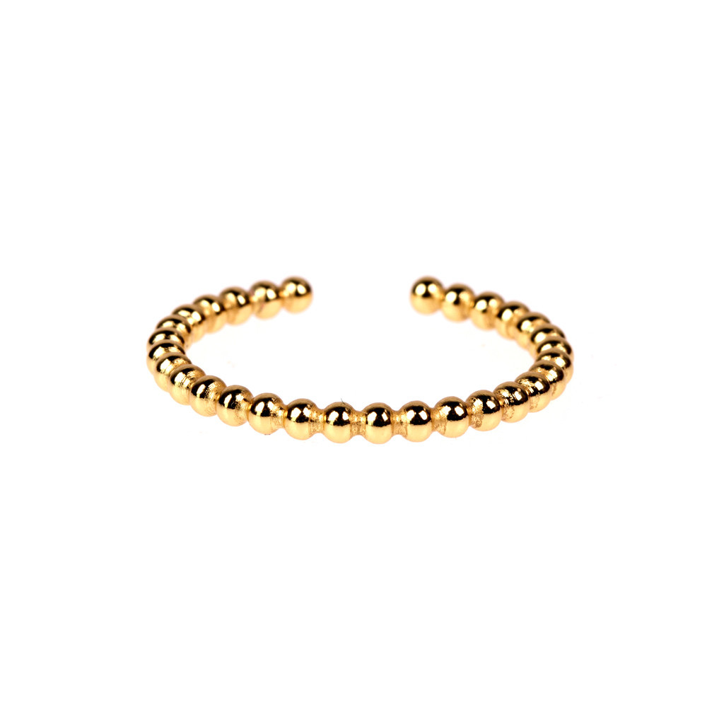 Hip Hop Golden Round Bead Open Ring display picture 4