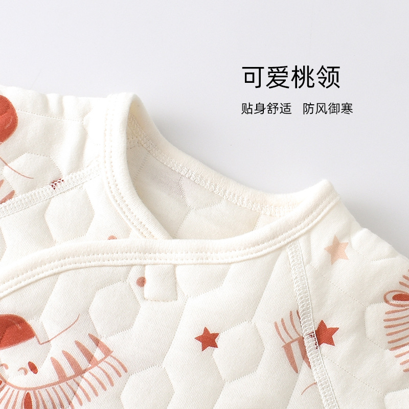 Newborn baby clothes spring and autumn three-layer warm cotton pinafore long-sleeved onesie crawling suit baby clothes infant clothes