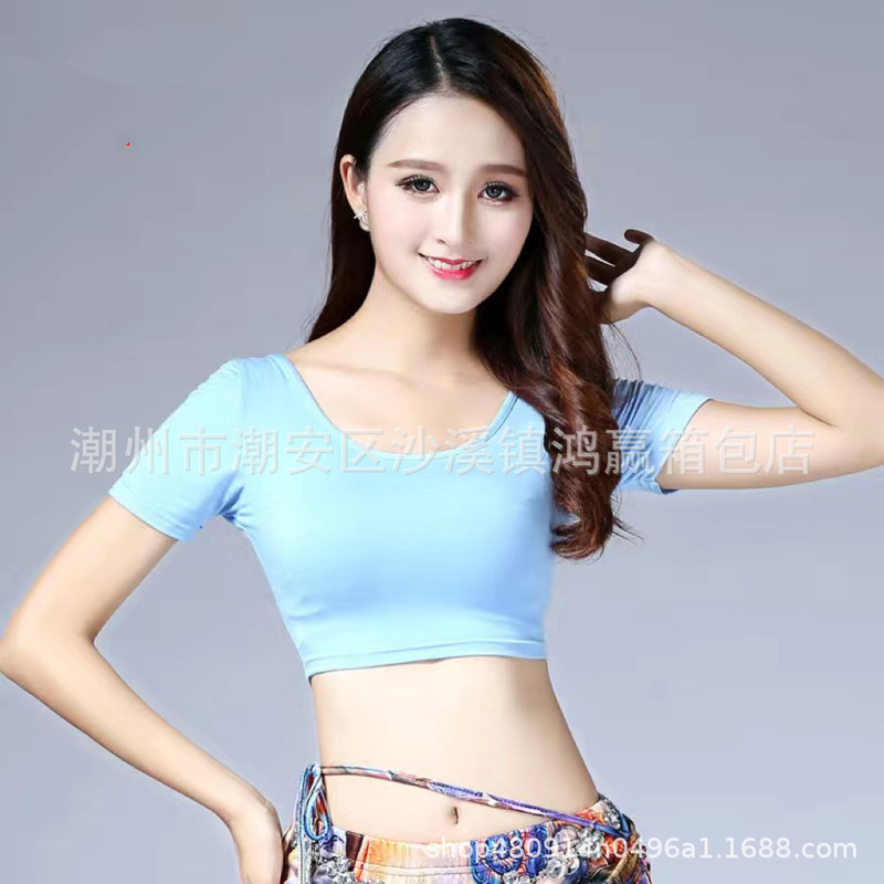 New Modal Belly Dance Performance Clothing Practice Clothing Oriental Dance Performance Clothing Practice Short-Sleeved Tops with Exposed Navel
