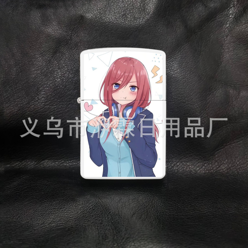 Double-sided cartoon secondary animation kerosene lighter retro grinding wheel cigarette lighter night market wholesale live gift