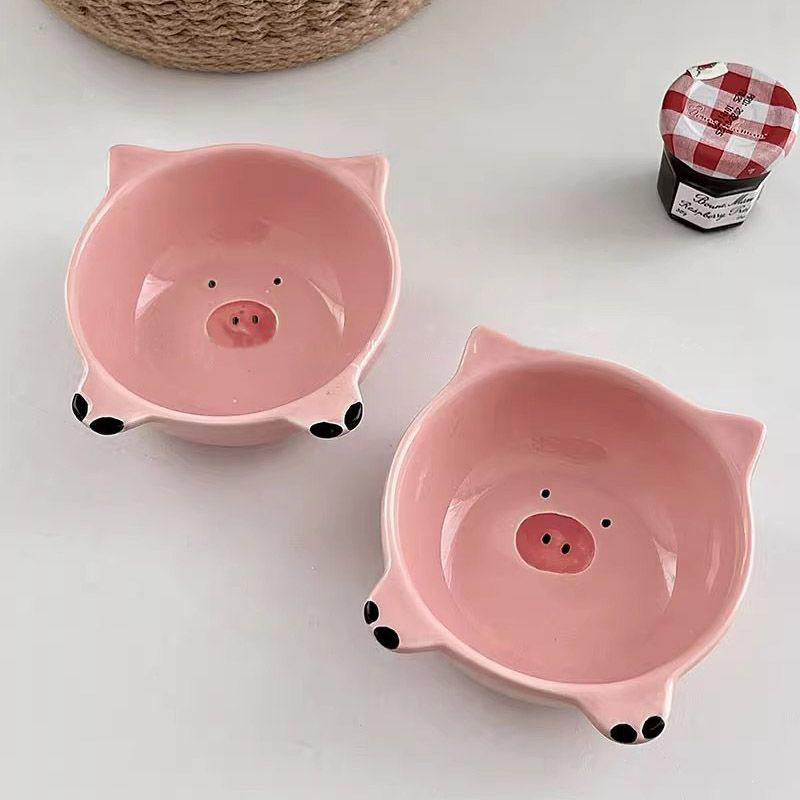Ins Cartoon Cute Piglet Seasoning Dish Ceramic Snack Dish Small Bowl Hot Pot Dish Sauce Dish Household Dish Bowl