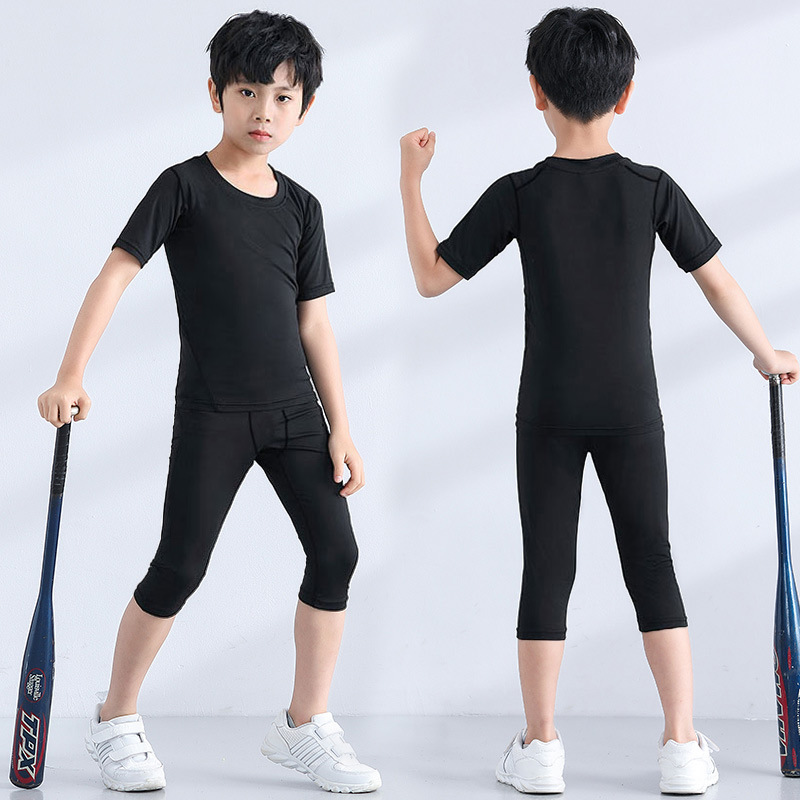 High elastic children's tights team training clothes suit basketball football running base breathable quick-drying clothes