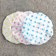 批发加厚非一次性浴帽防水波点PVC成人浴帽pe防油污浴帽