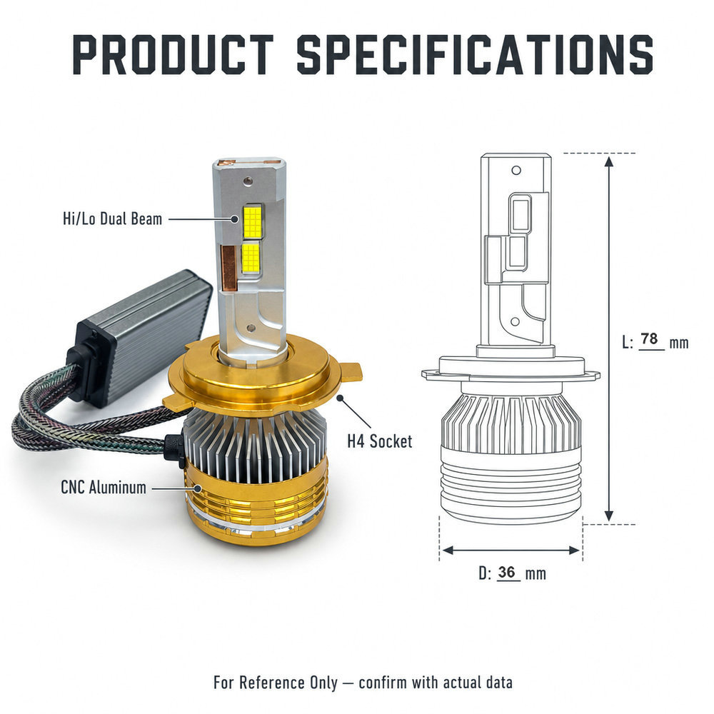 100W Three Copper Tube LED H13 9004 9007 H4 Bi-Beam LED Headlight Gold/Silver/Black/Blue Version