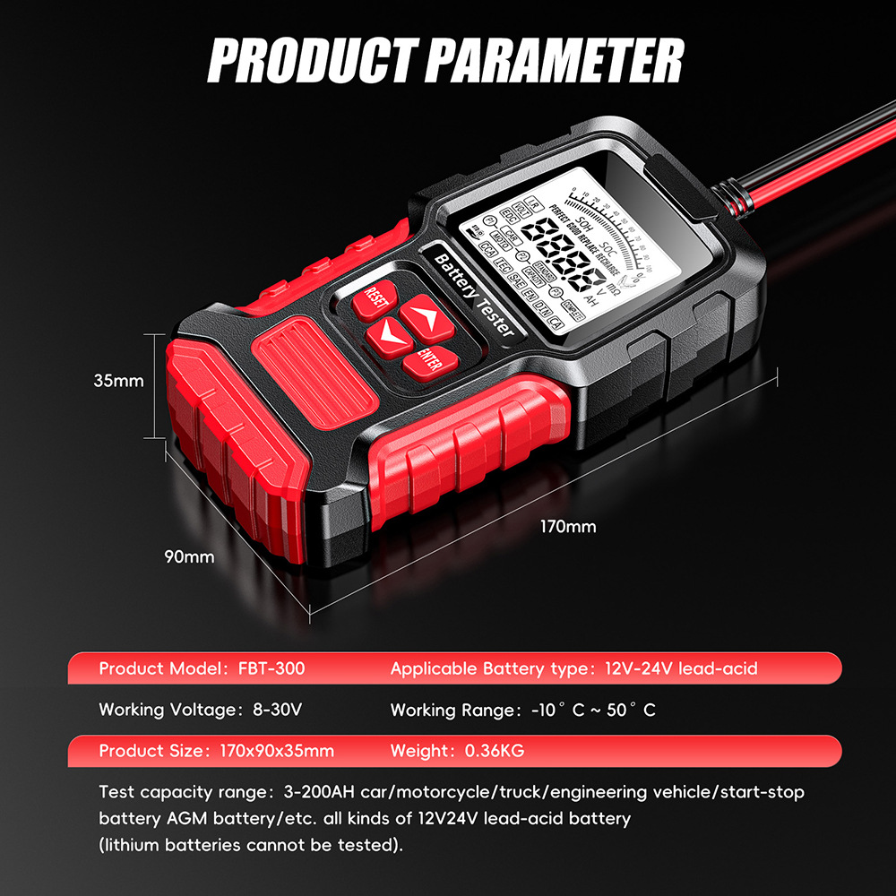 English battery tester battery capacity meter car battery voltage internal resistance meter motorcycle battery tester