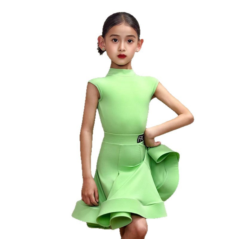 FAZ子供用ネットセレブラテン規定ハイエンドダンス服女の子プロ競技用スイングスカートパフォーマンス服|undefined