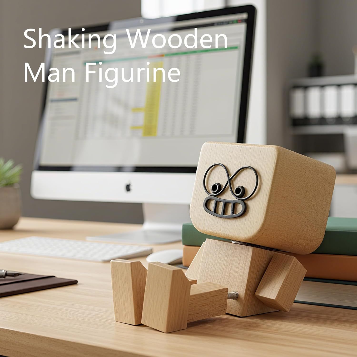 跨境款Shaking Feet Wooden Doll抖脚木头创意摆件车饰家居装饰