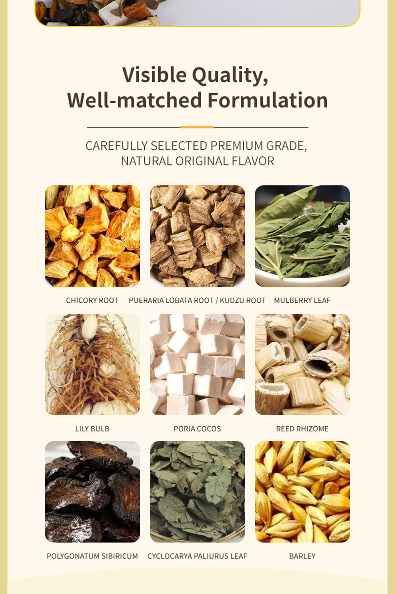 Nine-Ingredient Herbal Tea Jiu Wei Cao Ben Cha 5g x 12 Bags Sugar-Free Hot Brew Blend key features