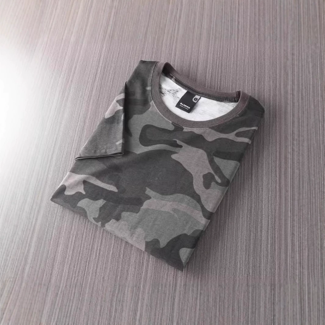 Экспортные заказы! Классический военный стиль! Мужская футболка с вырезом, высококачественная летняя футболка с круглым вырезом, универсальная камуфляжная футболка из чистого хлопка с короткими рукавами