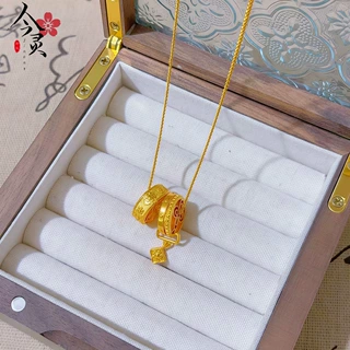 金店同款沙金纯色宝相花项链 女款轻奢时尚百搭高级感锁骨链项链