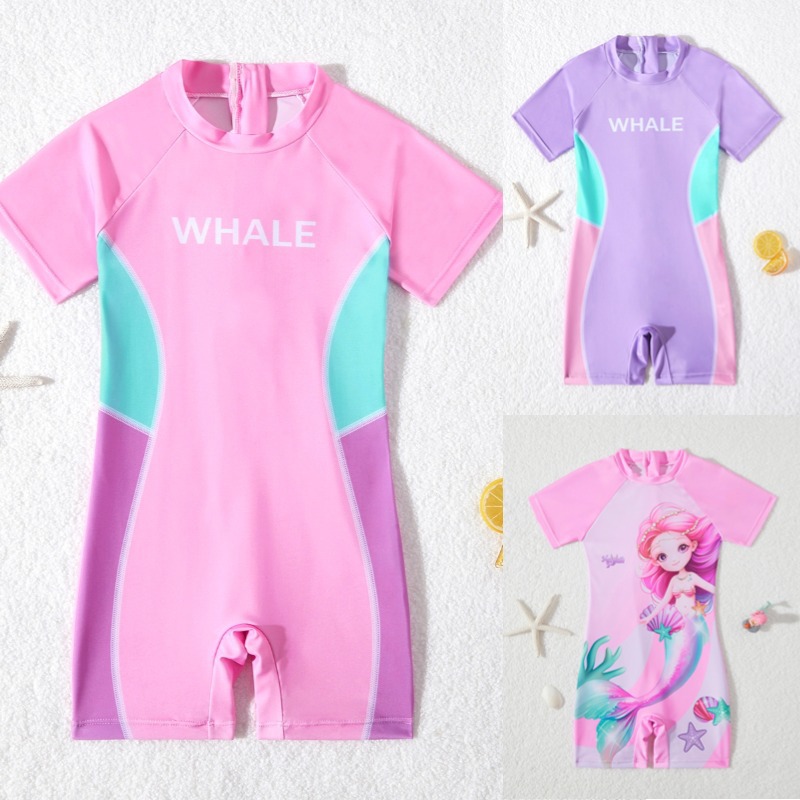 (Cross-border trading), children's swimwear, cartoon overall, sun protection, with short sleeve 2