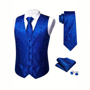 Amazon Cross-border European and American Men's Casual Suit Vest Men's Rose Jacquard Design Sleeveless Suit Vest