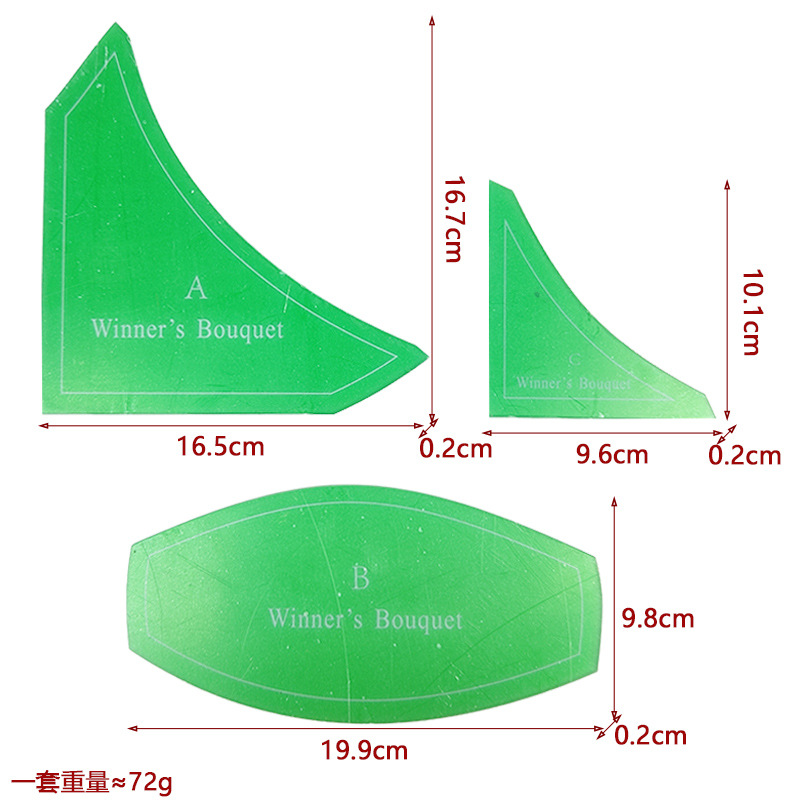 Regla de diseño de ropa Regla de mosaico de costura de forma especial de acrílico 90 ° Tela de corte Colección de plantillas de mosaico de doble regla