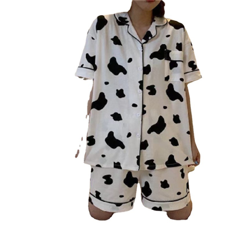 Pijamas de verano de las mujeres de manga corta linda chica Corazón de dibujos animados solapa desgaste del hogar WeChat transmisión en vivo en línea traje de entrega de una pieza