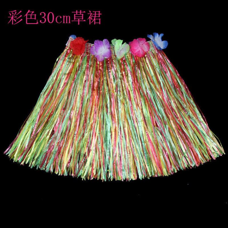 Halloween 30cm de longitud hula disfraz espectáculo de guirlandas hawaiano juego de falda de paja para niños