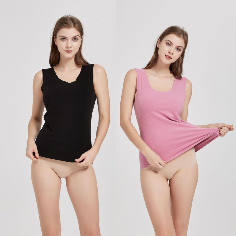 Seamless Thermal Vest Top Underwear with Fleece, Round Neck, Faux Velvet Base Layer, Brushed Fabric, Plus Size, Long Sleeve Inner Wear