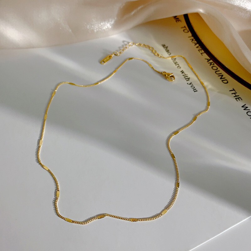 All-Over Titanium Steel Real Gold Electroplating Elegant Simple Embossed Necklace DIY Handmade Accessories Accessible Luxury High-End Factory Price