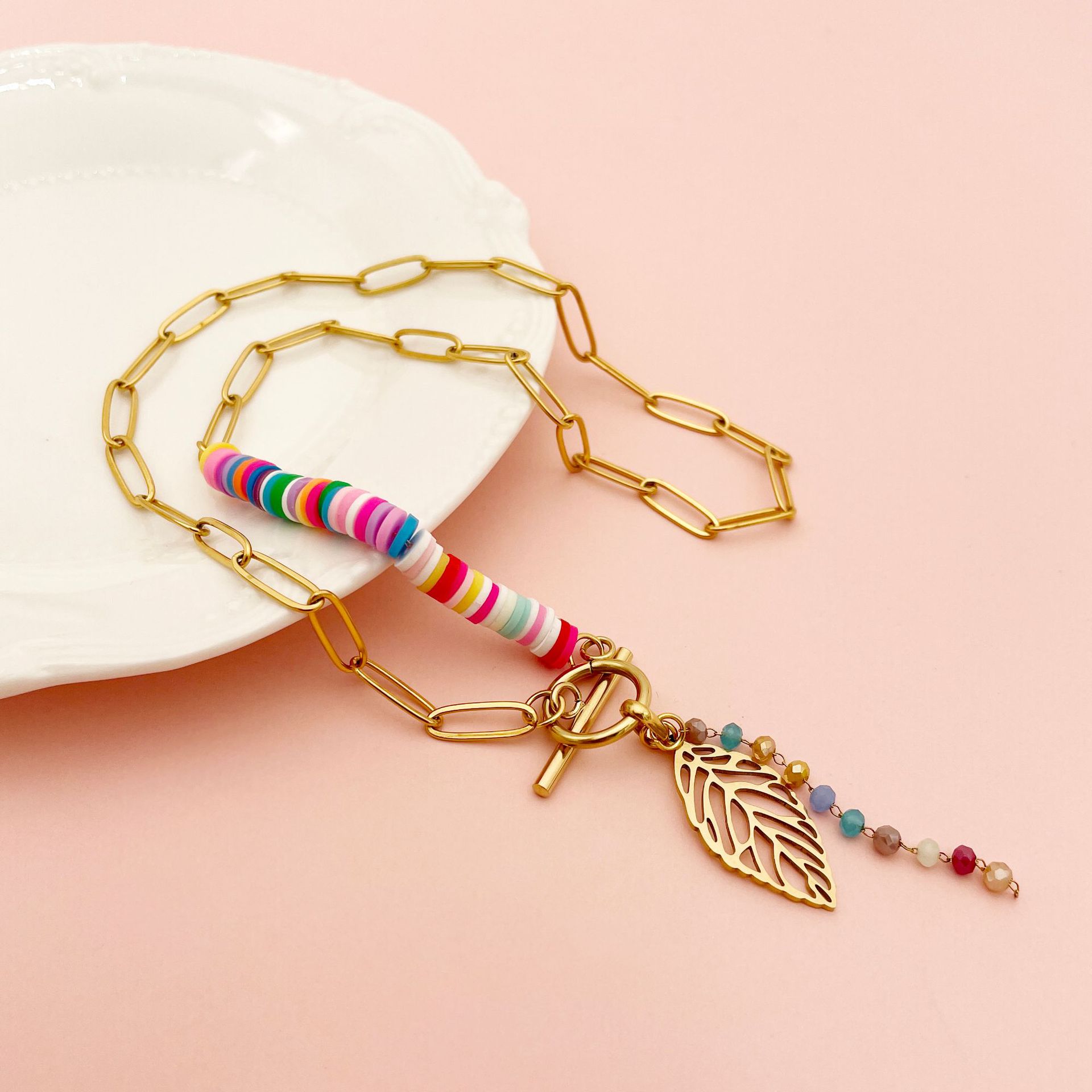 1 Piece Fashion Leaf Metal Titanium Steel Plating Womenu0027S Pendant Necklace