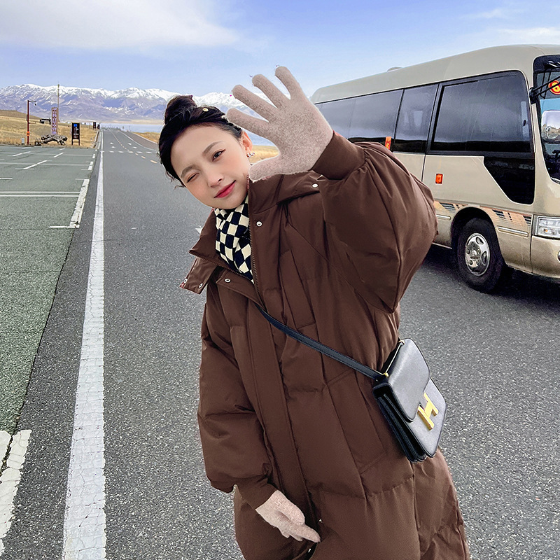 2024 nueva moda de invierno de algodón grueso chaqueta larga suelta chaqueta coreana chaqueta image 3