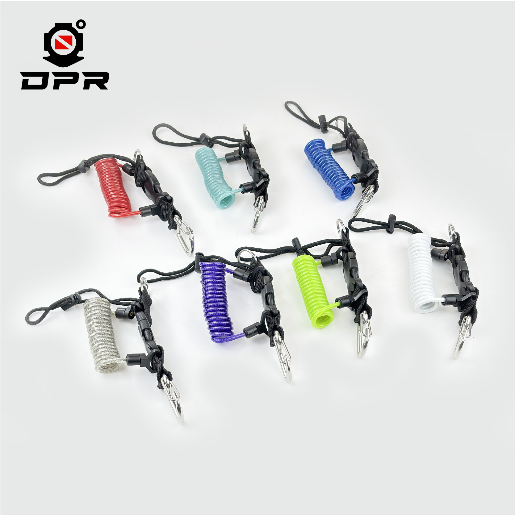 Diving anti-loss rope stainless steel spring rope rubber-covered telescopic rope flashlight camera safety rope lost rope anti-removal rope