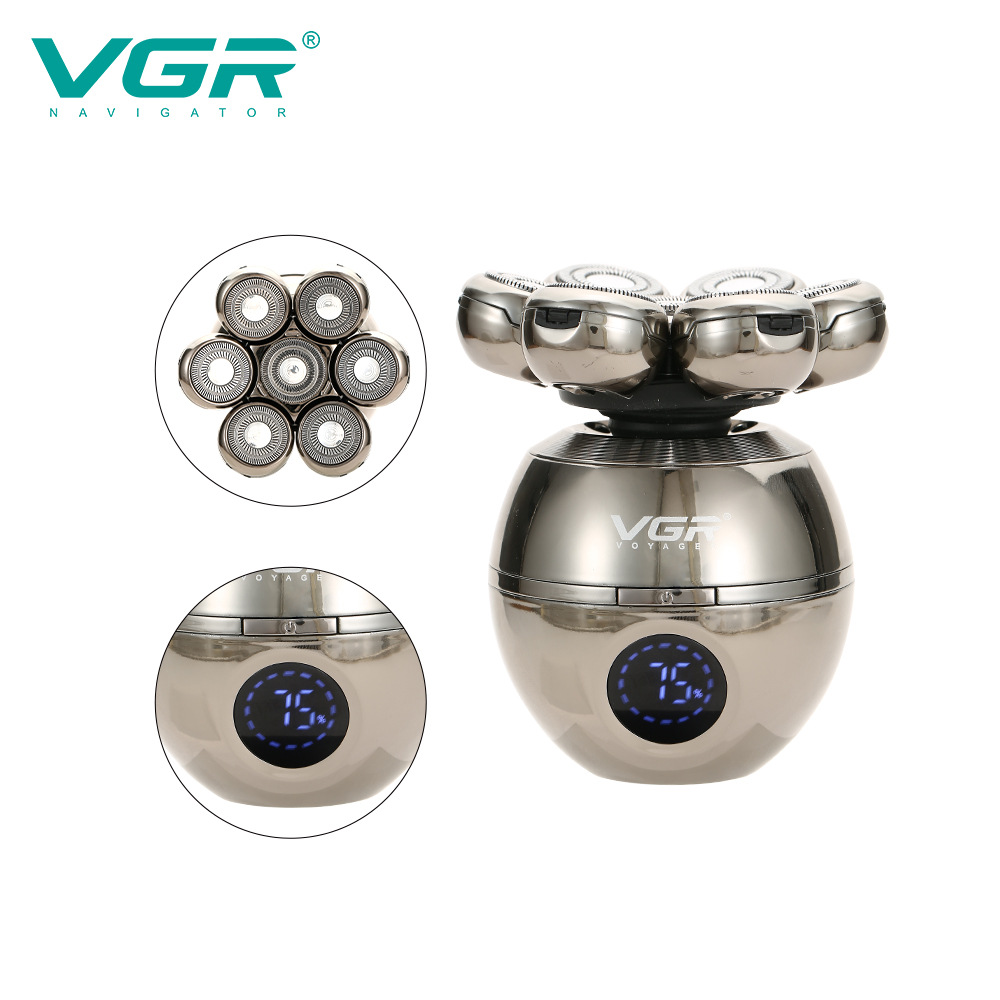 Multifunctional IPX5 Spherical Shaver 5 in 1 Rechargeable Hair Trimming Beard Removal Tool with Digital Display Base_voghion.com