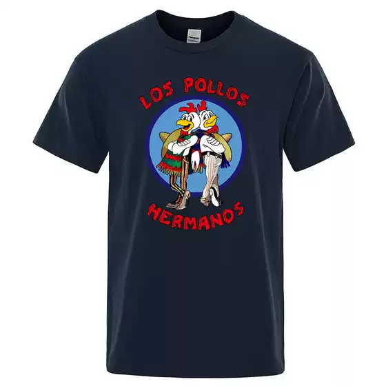 Los Pollos Hermanos Funny Print T-Shirt Men's Fashion Casual Short-Sleeved Summer Breathable T-Shirt