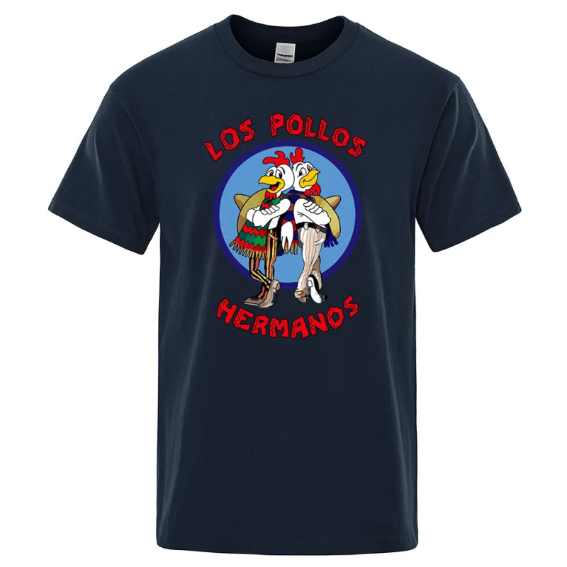 Los Pollos Hermanos Funny Print T-Shirt Men's Fashion Casual Short-Sleeved Summer Breathable T-Shirt