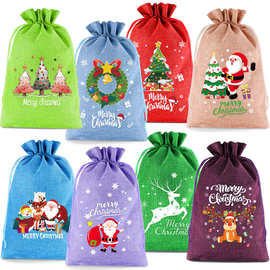 跨境分装圣诞节糖果袋礼物袋圣诞礼品点心包装袋抽绳束口麻布袋