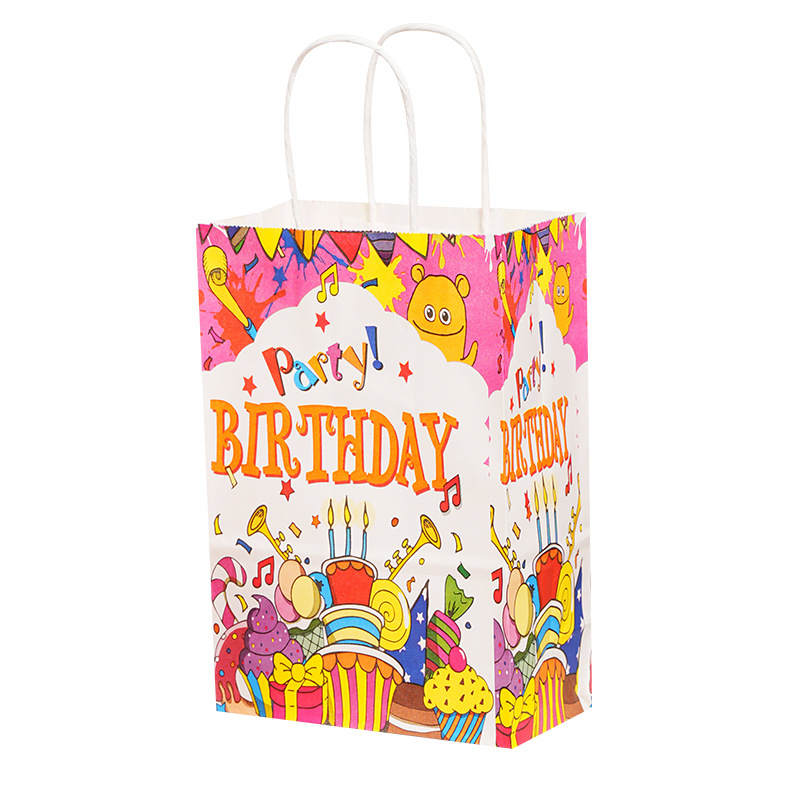 Bolsas de papel kraft en stock Bolsas de papel de cumpleaños felices en inglés Bolsas de regalo de cumpleaños image 5