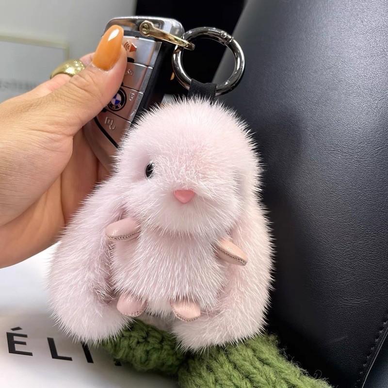[Colección de animales de peluche] llavero de automóvil de peluche pequeño conejo colgante bolso de muñeca de peluche colgante