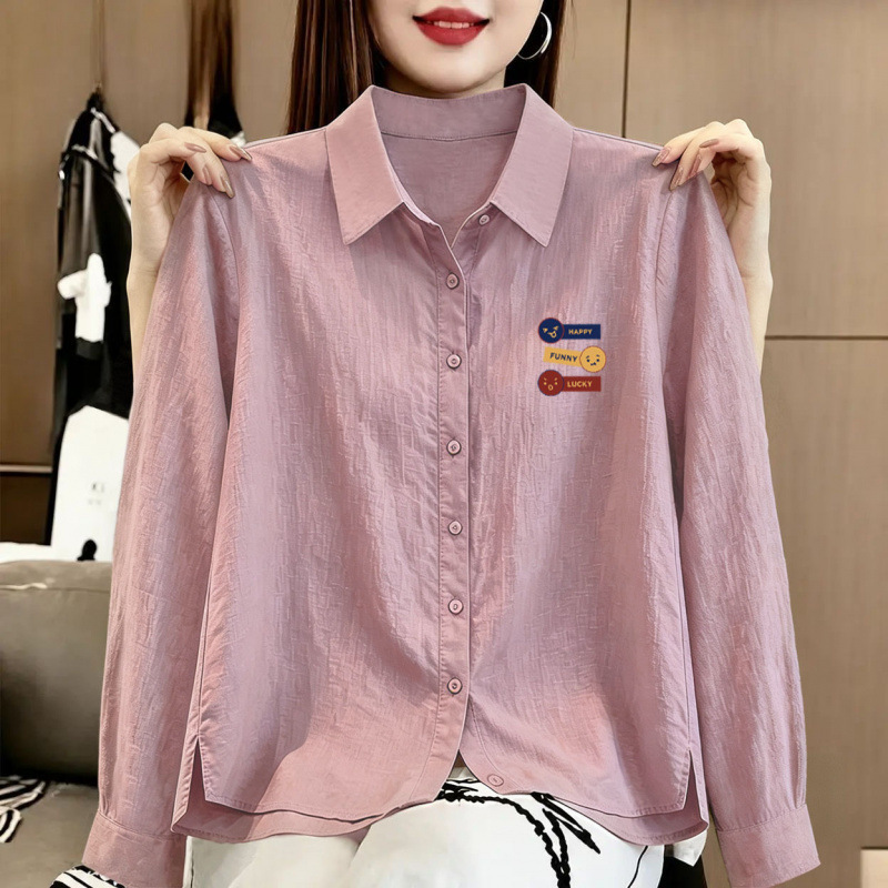Artistic and casual style, versatile cotton and linen polo shirt with long sleeves, featuring a slit hem, designed to be slimming, flattering, and age-reducing Artistic and casual style, versatile cotton and linen polo shirt with long sleeves, featuring a slit hem, designed to be slimming, flattering, and age-reducing
