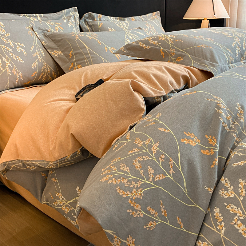 Thickened Brushed Four-Piece Bed Set Pure Cotton Fitted Bed Sheets 2025 New Autumn and Winter Bed Bed Sheets Quilt Cover Accessible Luxury and High-End Sense Thickened Brushed Four-Piece Bed Set Pure Cotton Fitted Bed Sheets 2025 New Autumn and Winter Bed Bed Sheets Quilt Cover Accessible Luxury and High-End Sense