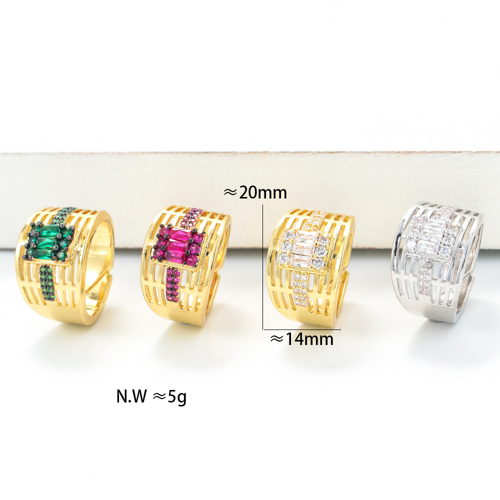 Unisex Gender Plating Design Fashion Geometric Square Zirconium Ring