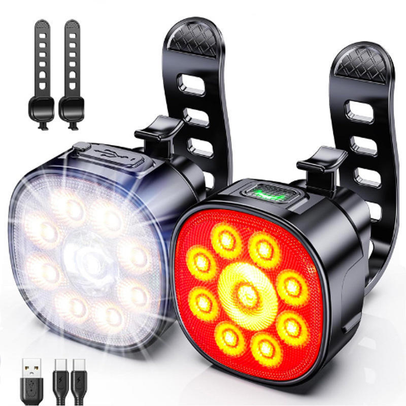 Amazon Bike Light Kit USB Cargable Mountain Road Casco Bike Outdoor Equipos de ciclismo transfronterizo