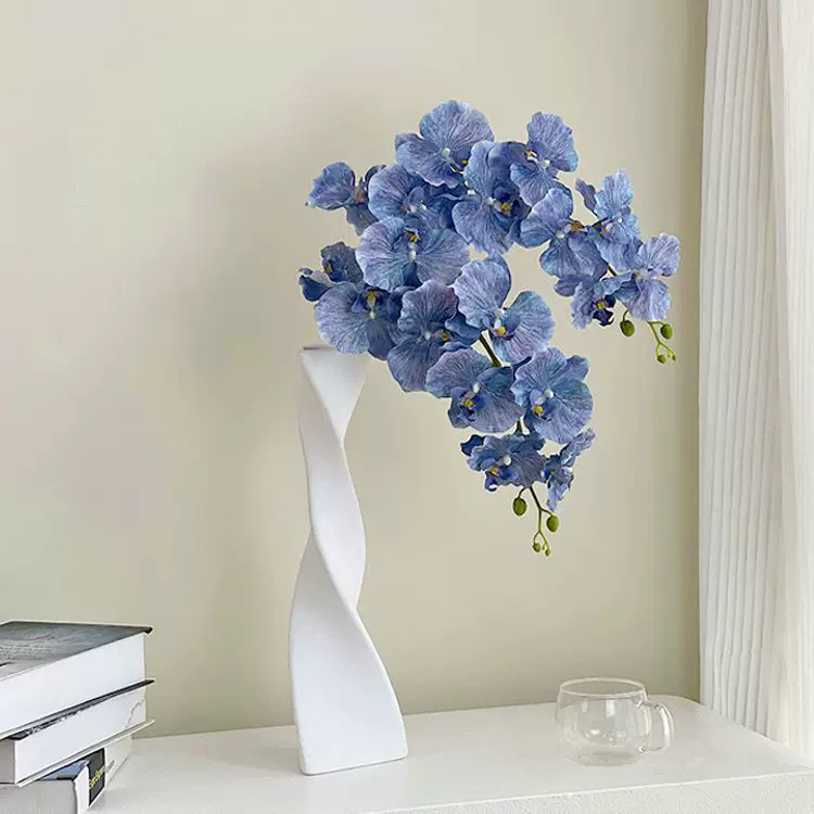 9头3D打印蝴蝶兰仿真花 欧式绢布仿真花高级感插花摆件摄影道具