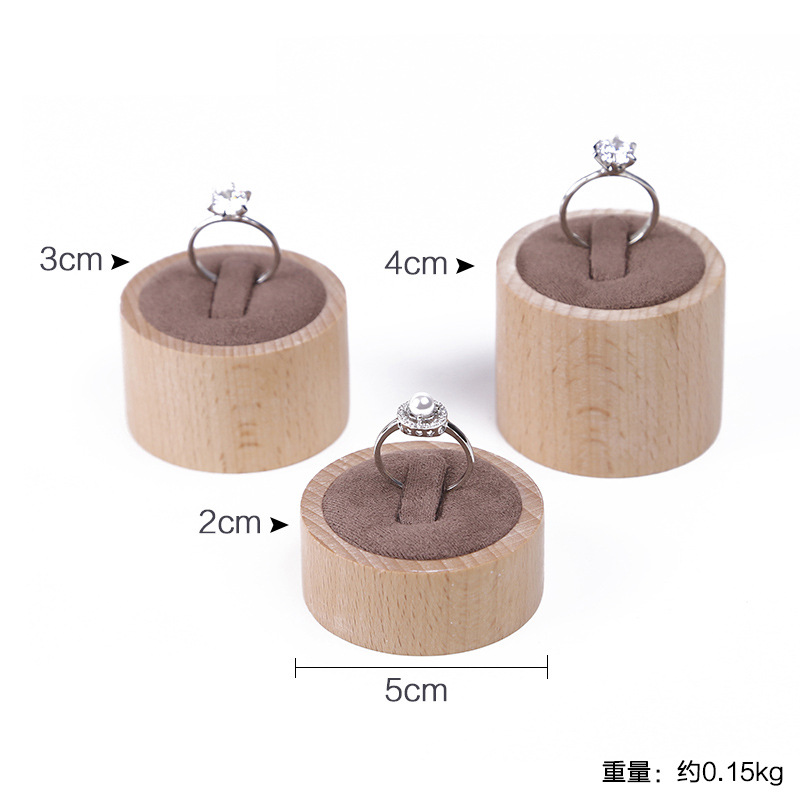 보석이없는 원통형 링 3 피스 세트 (커피 벨벳)