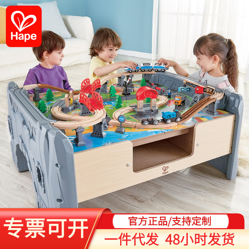 Hape Electric Train Track Storage Game Table 3 Years+ Baby Kidsren's Educational Toys Boys and Girls Gifts
