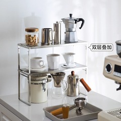 304不锈钢碗碟收纳架多功能储物架可伸缩厨房调料咖啡杯架储物架